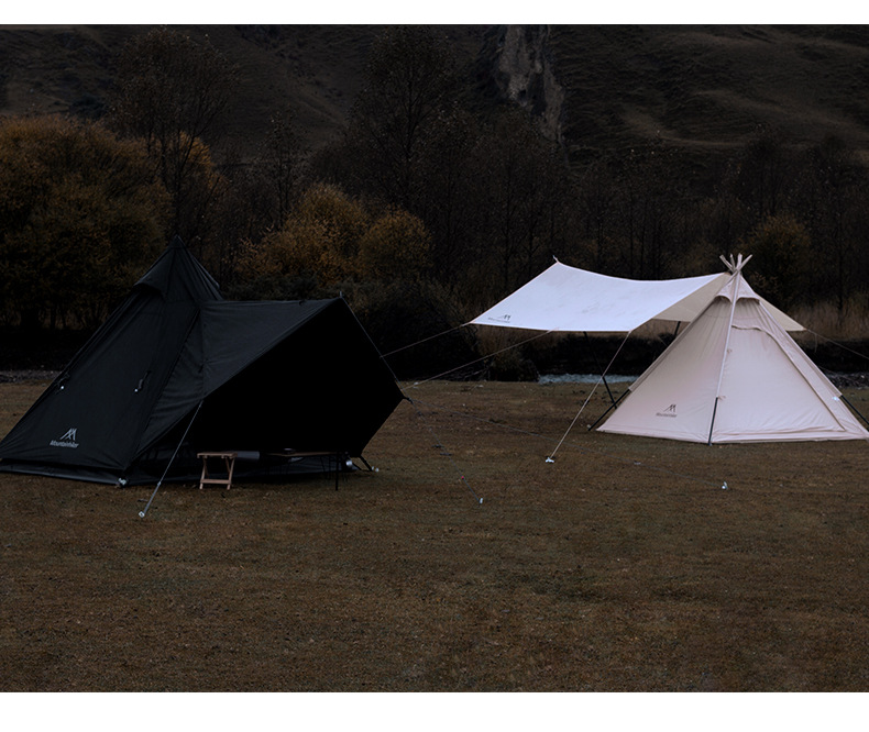 Cheap Goat Tents Camping Equipment Indian Tent Sunscreen Waterproof Outdoor Polyester Black Tower Canopy Dark Black Tent