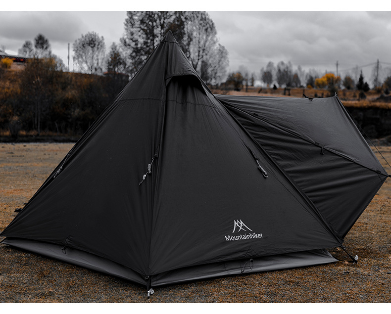 Cheap Goat Tents Camping Equipment Indian Tent Sunscreen Waterproof Outdoor Polyester Black Tower Canopy Dark Black Tent