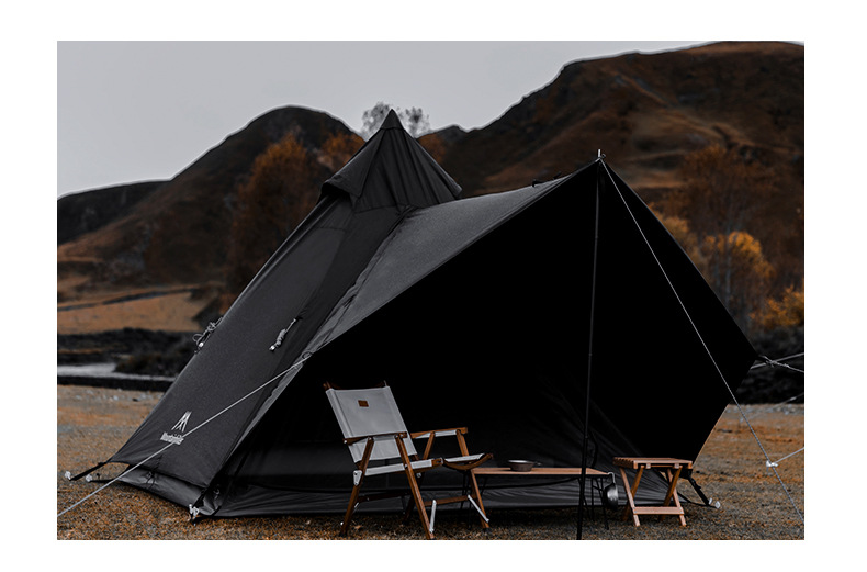 Cheap Goat Tents Camping Equipment Indian Tent Sunscreen Waterproof Outdoor Polyester Black Tower Canopy Dark Black Tent