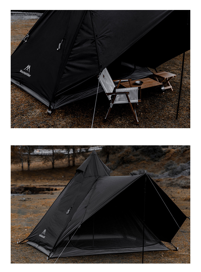 Cheap Goat Tents Camping Equipment Indian Tent Sunscreen Waterproof Outdoor Polyester Black Tower Canopy Dark Black Tent