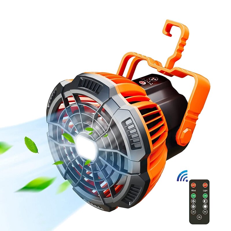 Cheap Goat Tents Camping Fan With Led Lantern, 25 Hours Portable Battery Operated Fan With Hang Hook, Rechargeable Outdoor Tent Fan