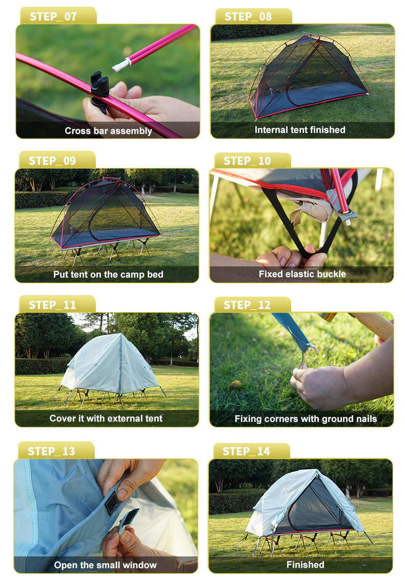 Cheap Goat Tents Camping Folding Portable Tent Outdoor Off The Ground Tent Single Person Aluminum Alloy Mosquito Net Waterproof Uv Resistant Tent
