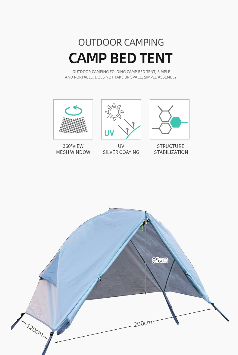 Cheap Goat Tents Camping Folding Portable Tent Outdoor Off The Ground Tent Single Person Aluminum Alloy Mosquito Net Waterproof Uv Resistant Tent