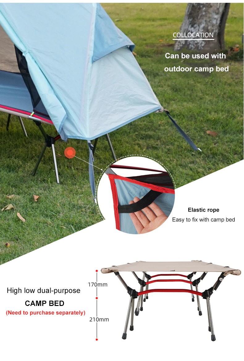 Cheap Goat Tents Camping Folding Portable Tent Outdoor Off The Ground Tent Single Person Aluminum Alloy Mosquito Net Waterproof Uv Resistant Tent