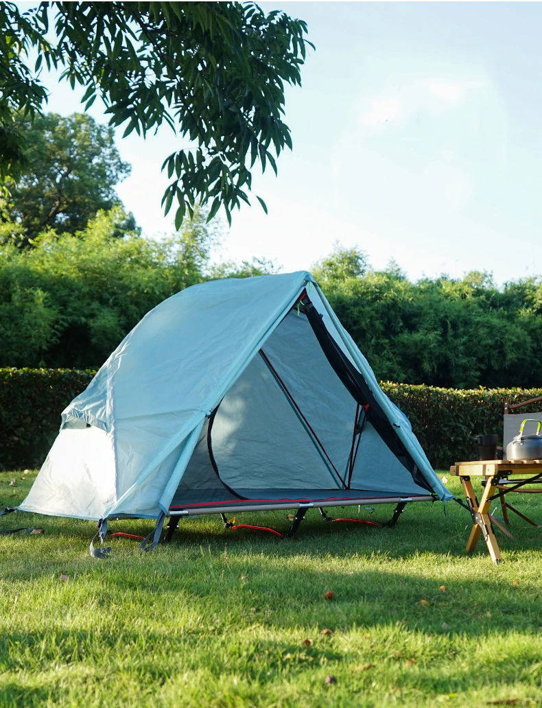 Cheap Goat Tents Camping Folding Portable Tent Outdoor Off The Ground Tent Single Person Aluminum Alloy Mosquito Net Waterproof Uv Resistant Tent