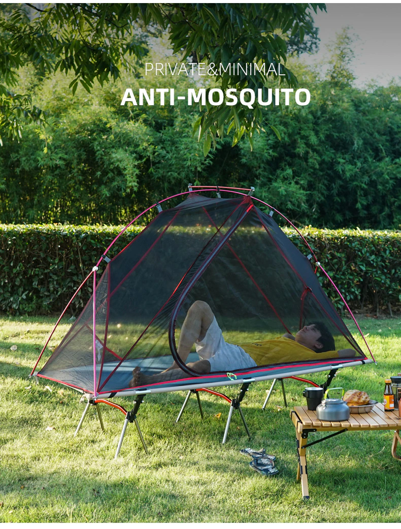 Cheap Goat Tents Camping Folding Portable Tent Outdoor Off The Ground Tent Single Person Aluminum Alloy Mosquito Net Waterproof Uv Resistant Tent