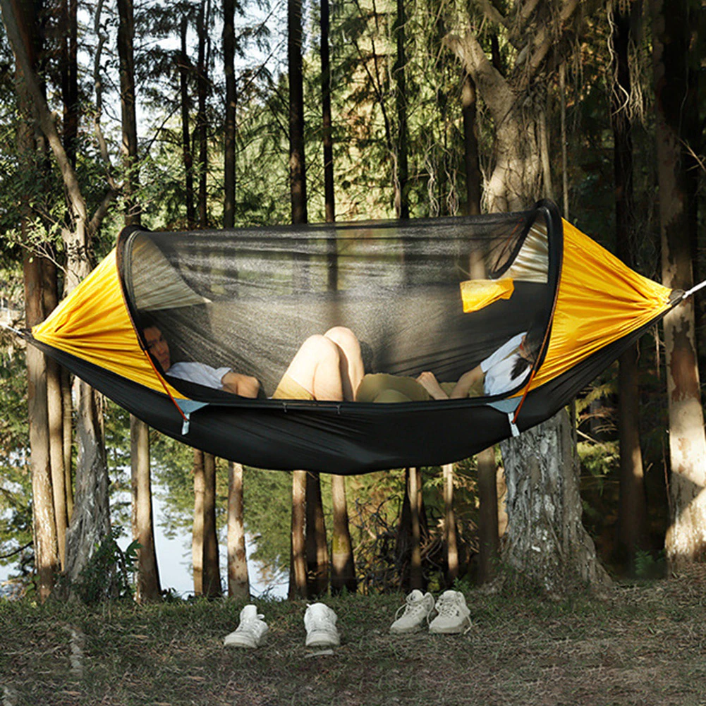 Cheap Goat Tents Camping Hammock Mosquito Net 2 Person Aluminum Pole Travel Tree House Swing Outdoor Parachute Hanging Bed Camping Garden Tent