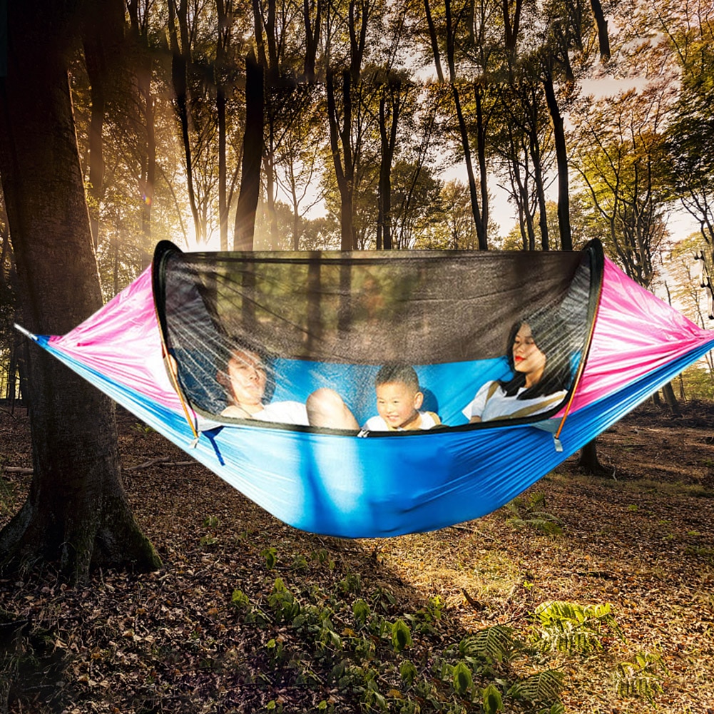 Cheap Goat Tents Camping Hammock Mosquito Net 2 Person Aluminum Pole Travel Tree House Swing Outdoor Parachute Hanging Bed Camping Garden Tent