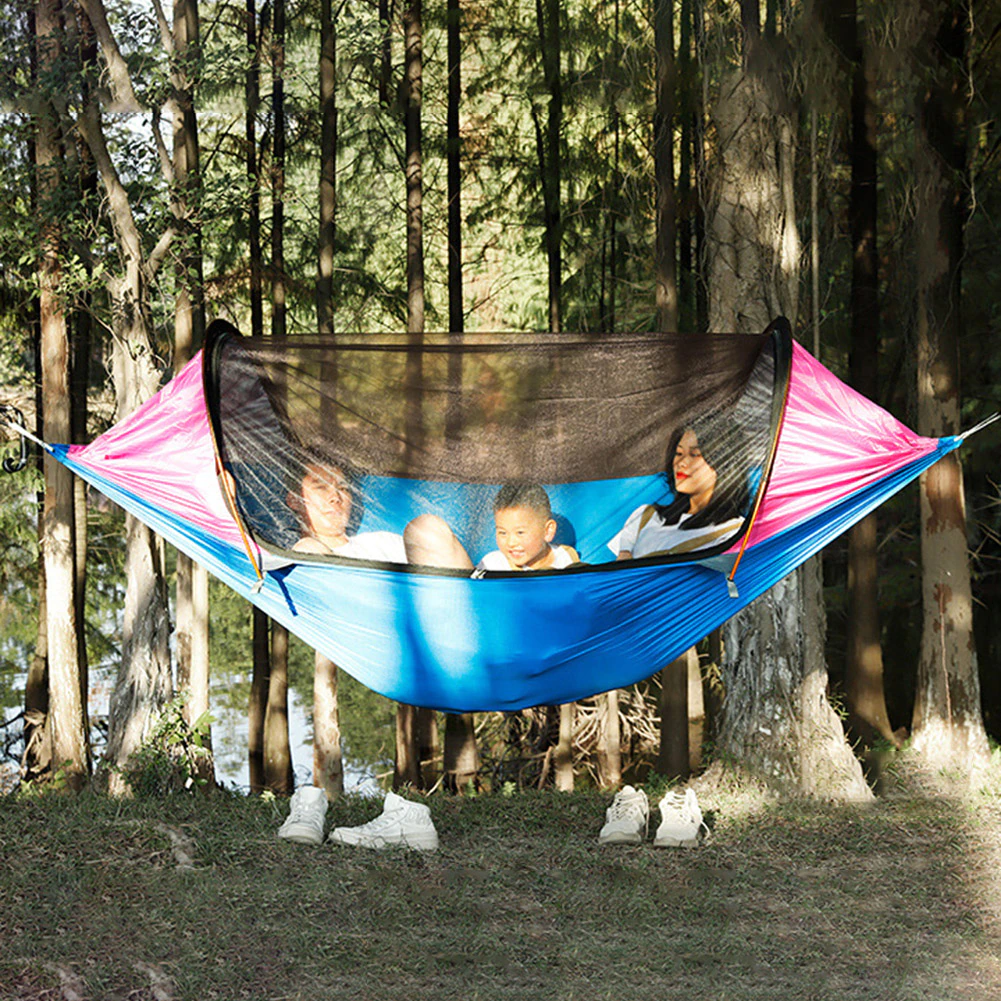 Cheap Goat Tents Camping Hammock Mosquito Net 2 Person Aluminum Pole Travel Tree House Swing Outdoor Parachute Hanging Bed Camping Garden Tent