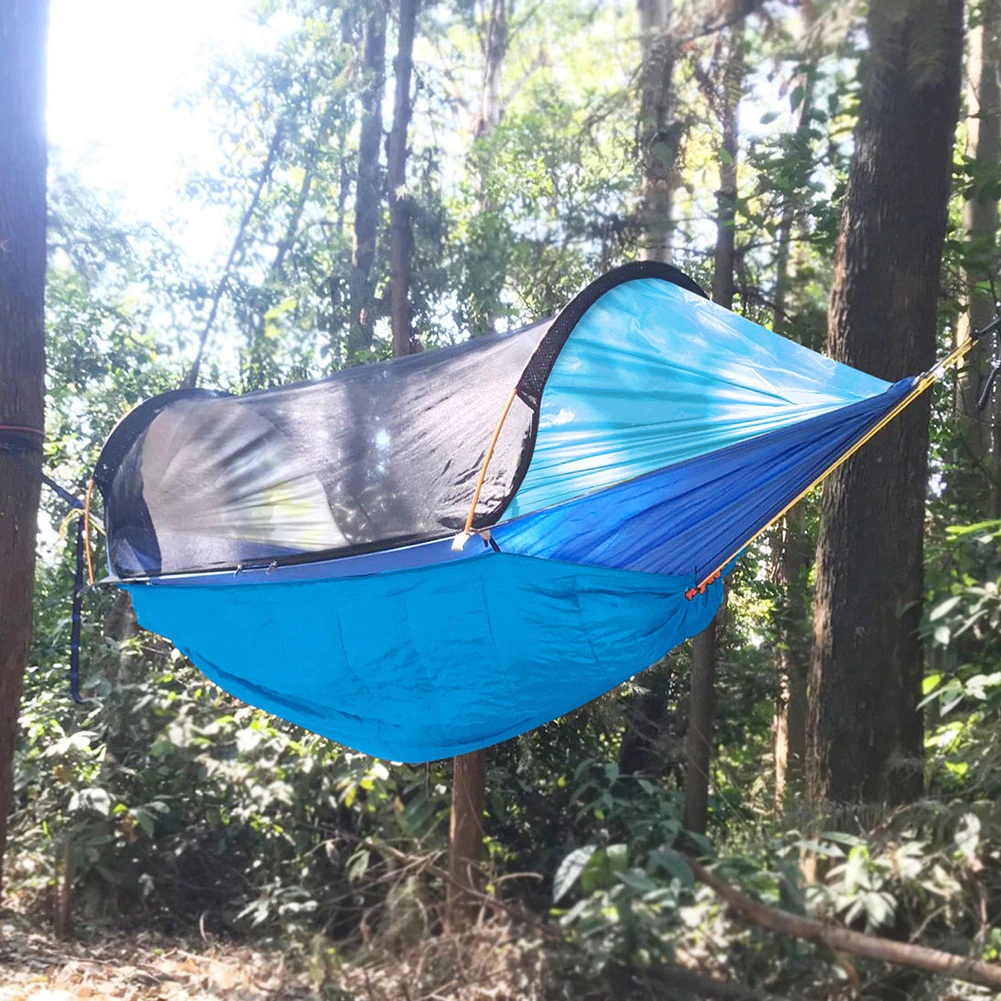 Cheap Goat Tents Camping Hammock Mosquito Net 2 Person Aluminum Pole Travel Tree House Swing Outdoor Parachute Hanging Bed Camping Garden Tent
