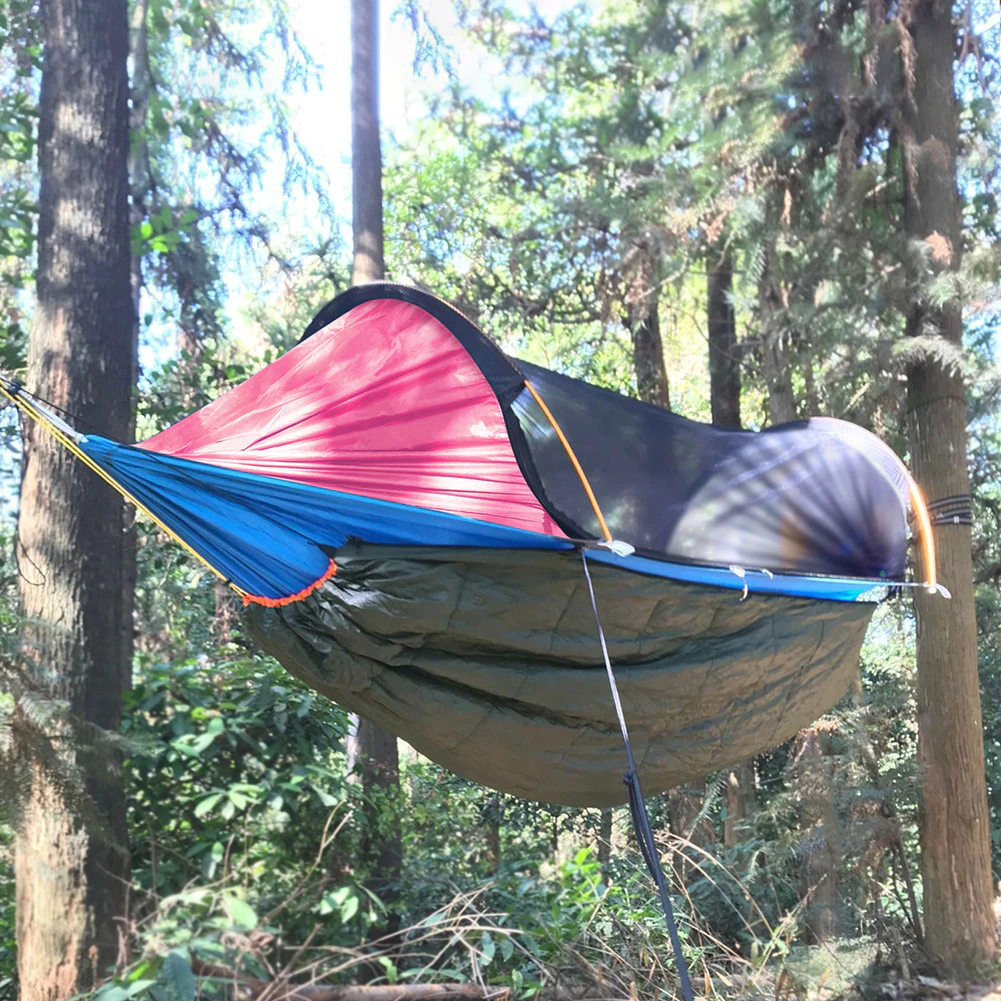 Cheap Goat Tents Camping Hammock Mosquito Net 2 Person Aluminum Pole Travel Tree House Swing Outdoor Parachute Hanging Bed Camping Garden Tent