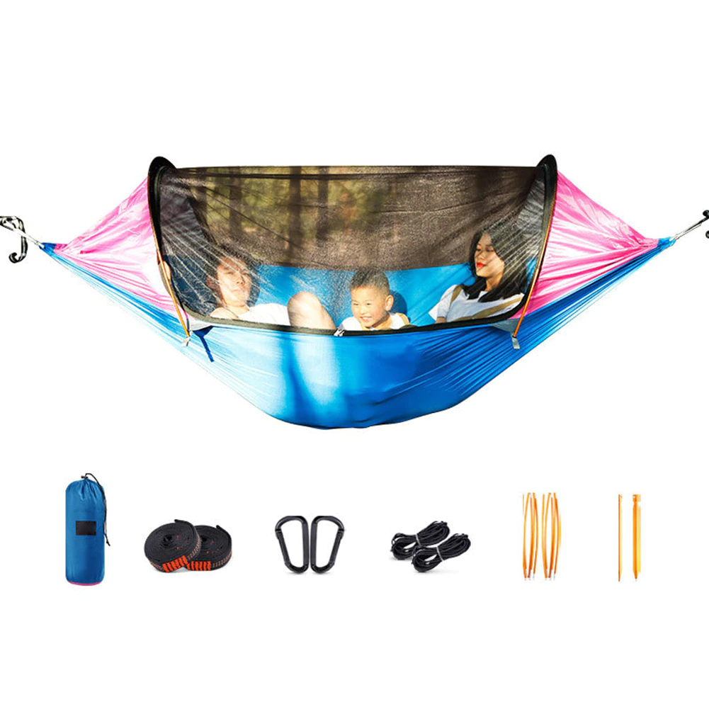 Cheap Goat Tents Camping Hammock Mosquito Net 2 Person Aluminum Pole Travel Tree House Swing Outdoor Parachute Hanging Bed Camping Garden Tent