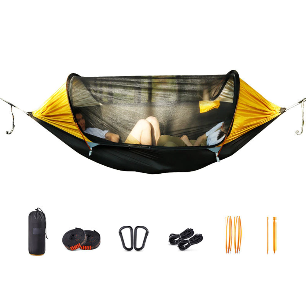 Cheap Goat Tents Camping Hammock Mosquito Net 2 Person Aluminum Pole Travel Tree House Swing Outdoor Parachute Hanging Bed Camping Garden Tent
