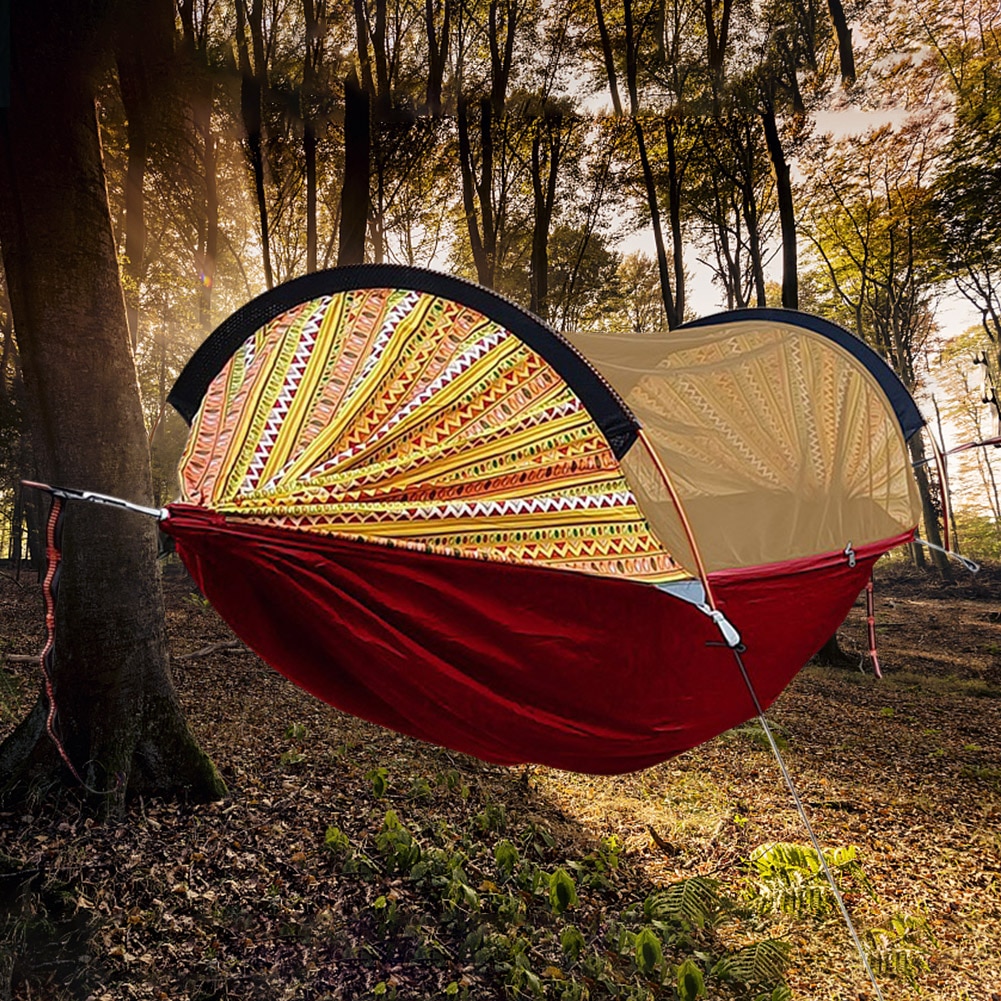 Cheap Goat Tents Camping Hammock Mosquito Net 2 Person Aluminum Pole Travel Tree House Swing Outdoor Parachute Hanging Bed Camping Garden Tent