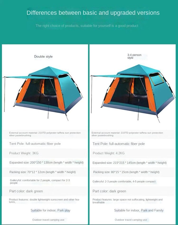 Cheap Goat Tents Camping Tent 2 Person Outdoor Waterproof Instant Setup Tent Tourist Tent Winter Fishing Tent Automatic Quick Open Tent 4 Person