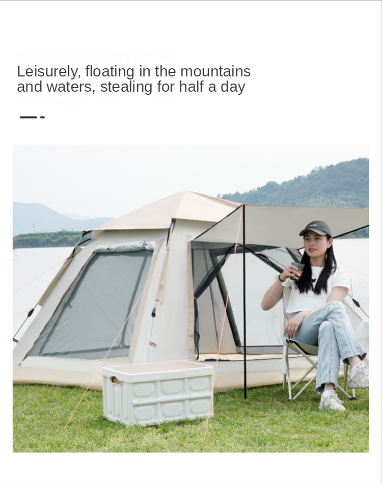 Cheap Goat Tents Camping Tent Four Corners Full Automatic Quick Opening Tent Sunscreen And Rainproof Family Camping 3