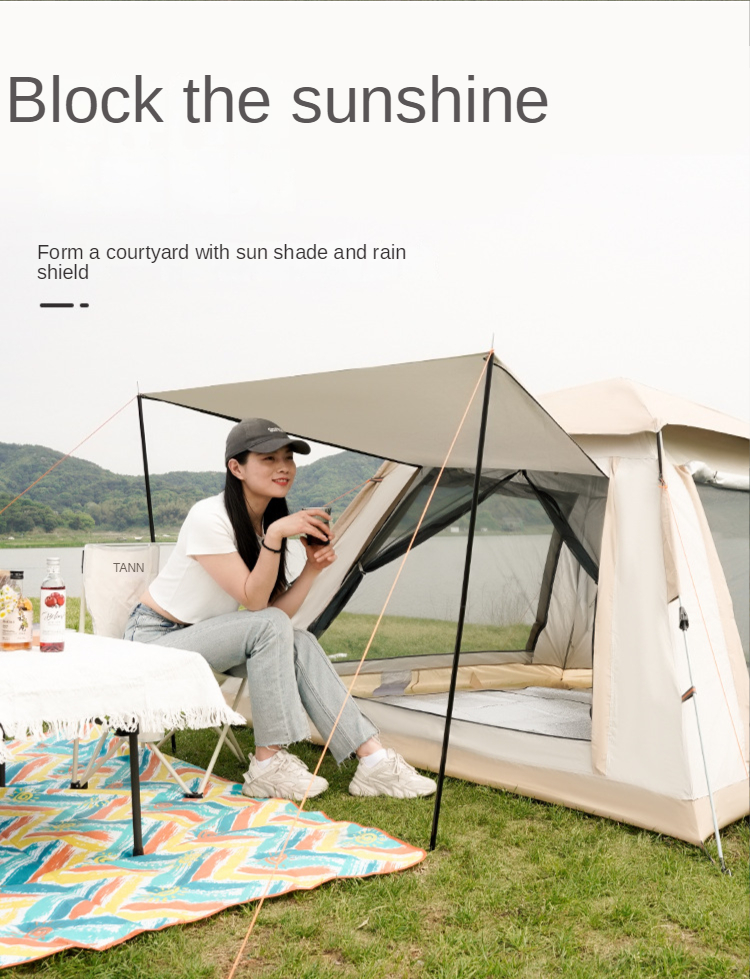 Cheap Goat Tents Camping Tent Four Corners Full Automatic Quick Opening Tent Sunscreen And Rainproof Family Camping 3
