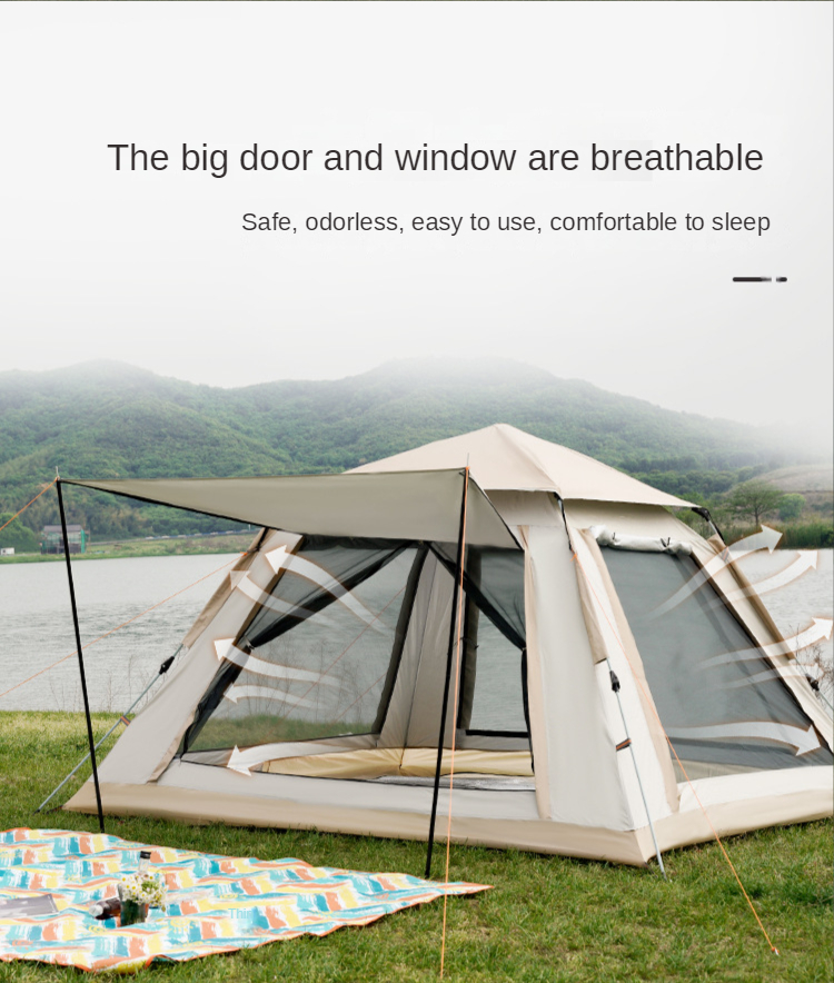 Cheap Goat Tents Camping Tent Four Corners Full Automatic Quick Opening Tent Sunscreen And Rainproof Family Camping 3