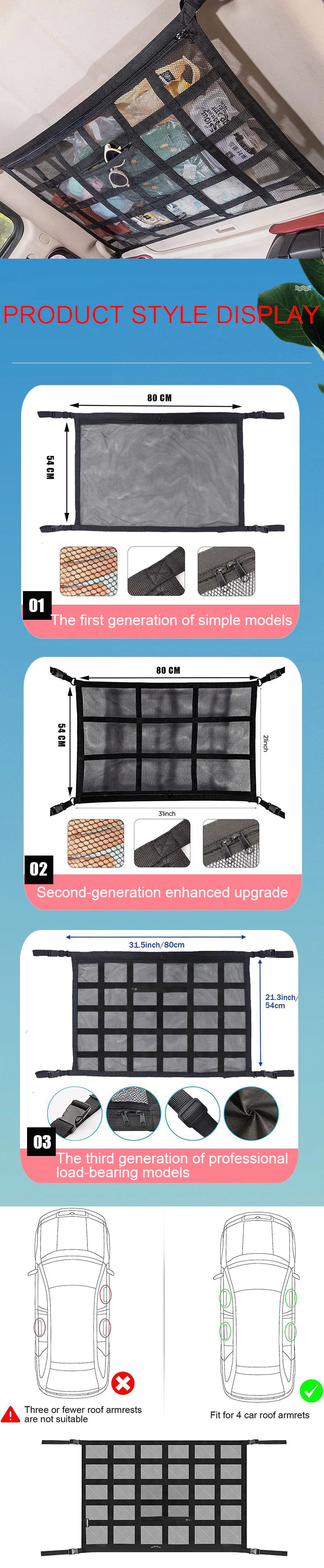Cheap Goat Tents Car Roof Storage Organizer Automotive Ceiling Cargo Net Pocket Mesh Car Camping Accessories Storage Bag Roof Tent