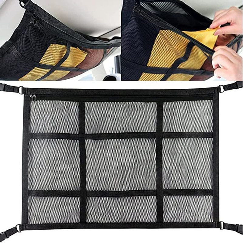 Cheap Goat Tents Car Roof Storage Organizer Automotive Ceiling Cargo Net Pocket Mesh Car Camping Accessories Storage Bag Roof Tent