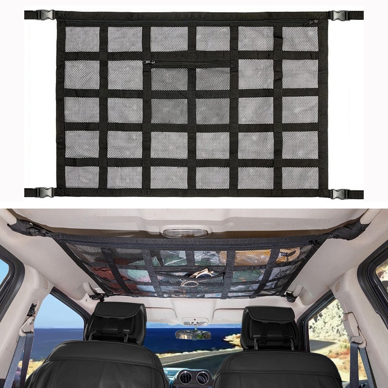 Cheap Goat Tents Car Roof Storage Organizer Automotive Ceiling Cargo Net Pocket Mesh Car Camping Accessories Storage Bag Roof Tent