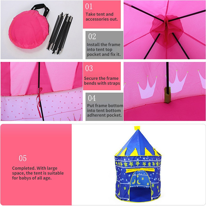 Cheap Goat Tents Children Play Tent Portable Foldable Princess Prince Castle Girl Boy Cubby Ger Play House Kids Gifts Indoor Outdoor Toy