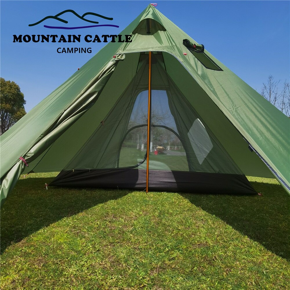Cheap Goat Tents Extra Big Pyramid Inside Tent Ultralight Rodless Backpacking Mesh Tent Outdoor Camping Travel Tourist Pyramid Teepee Summer Tent