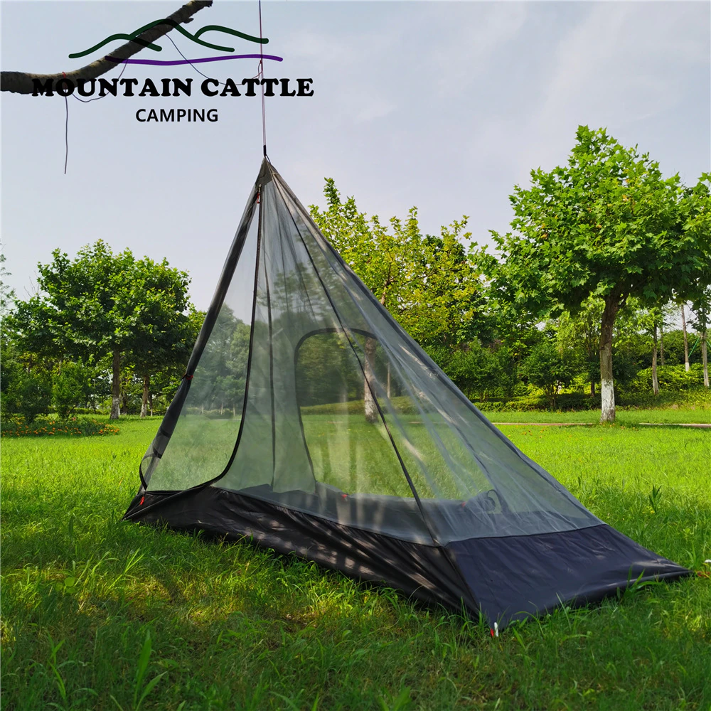Cheap Goat Tents Extra Big Pyramid Inside Tent Ultralight Rodless Backpacking Mesh Tent Outdoor Camping Travel Tourist Pyramid Teepee Summer Tent