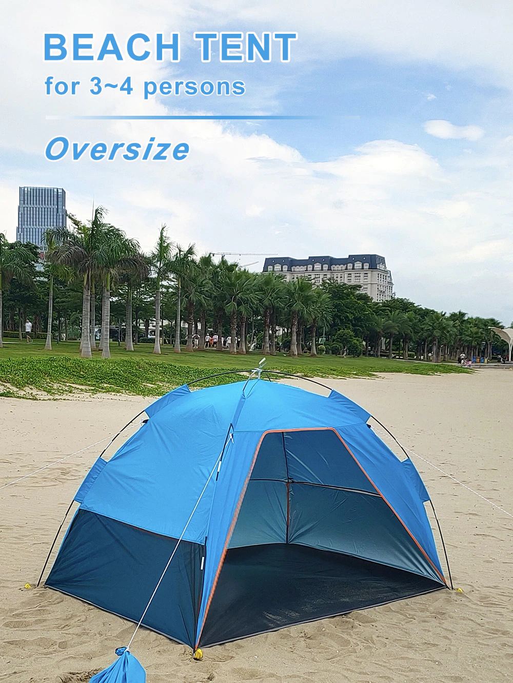 Cheap Goat Tents Family Summer Beach Tent Sun Shelters With Sandbag Sun Shade Uv Foldable Extra Large For 4 Persons Portable Canopy Easy Setup