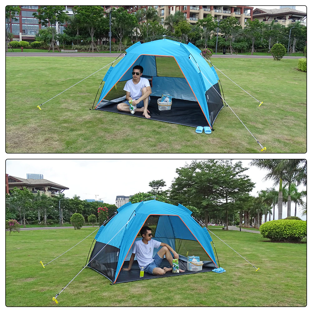 Cheap Goat Tents Family Summer Beach Tent Sun Shelters With Sandbag Sun Shade Uv Foldable Extra Large For 4 Persons Portable Canopy Easy Setup