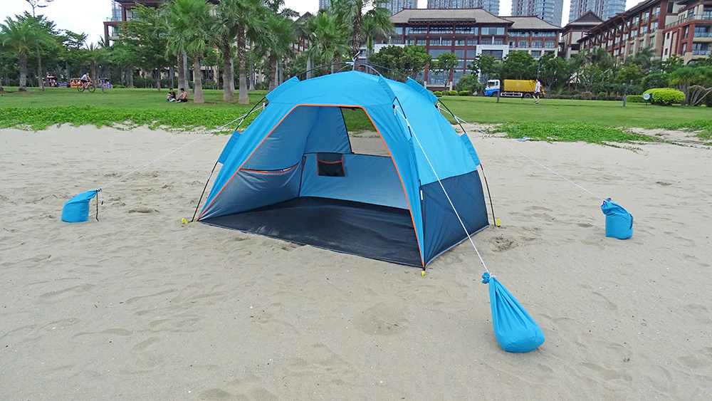 Cheap Goat Tents Family Summer Beach Tent Sun Shelters With Sandbag Sun Shade Uv Foldable Extra Large For 4 Persons Portable Canopy Easy Setup
