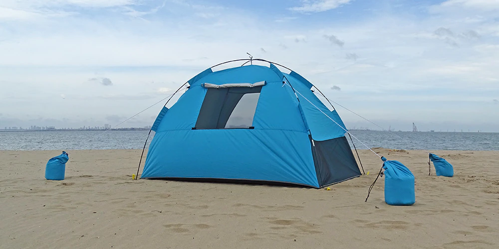Cheap Goat Tents Family Summer Beach Tent Sun Shelters With Sandbag Sun Shade Uv Foldable Extra Large For 4 Persons Portable Canopy Easy Setup