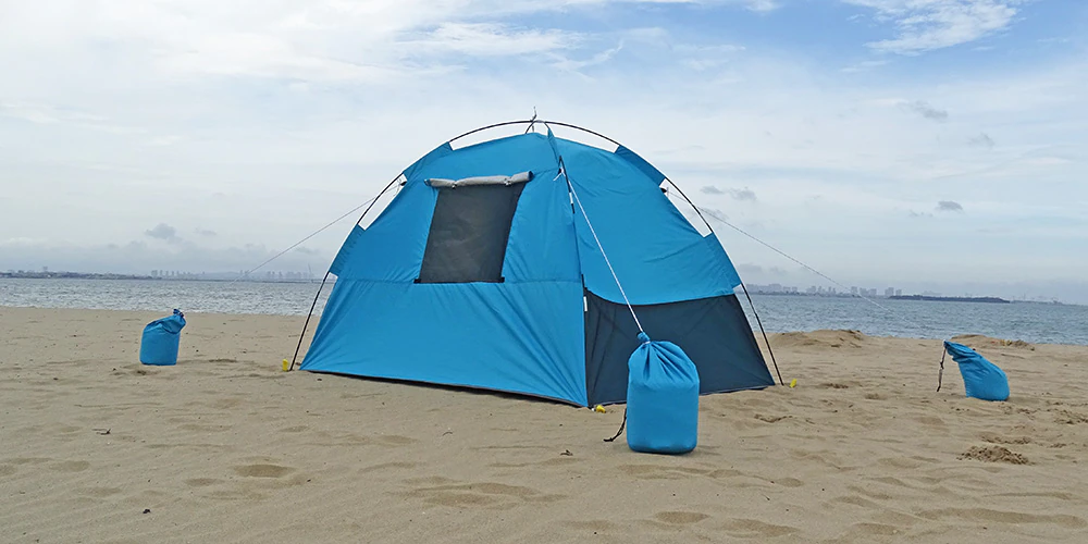 Cheap Goat Tents Family Summer Beach Tent Sun Shelters With Sandbag Sun Shade Uv Foldable Extra Large For 4 Persons Portable Canopy Easy Setup