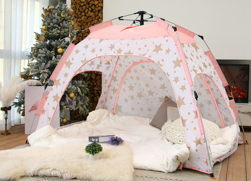 Cheap Goat Tents Fully Automatic Indoor Bed Tent Kids Children Playhouse Dream Princess Tent Windproof Winter Warm Summer Mosquito Net Tent 4size