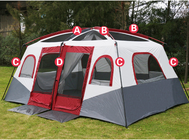 Cheap Goat Tents Glaming Tourist Large Space Outdoor Camping Family Tent 6 8 10 12 Persons Beach Anti