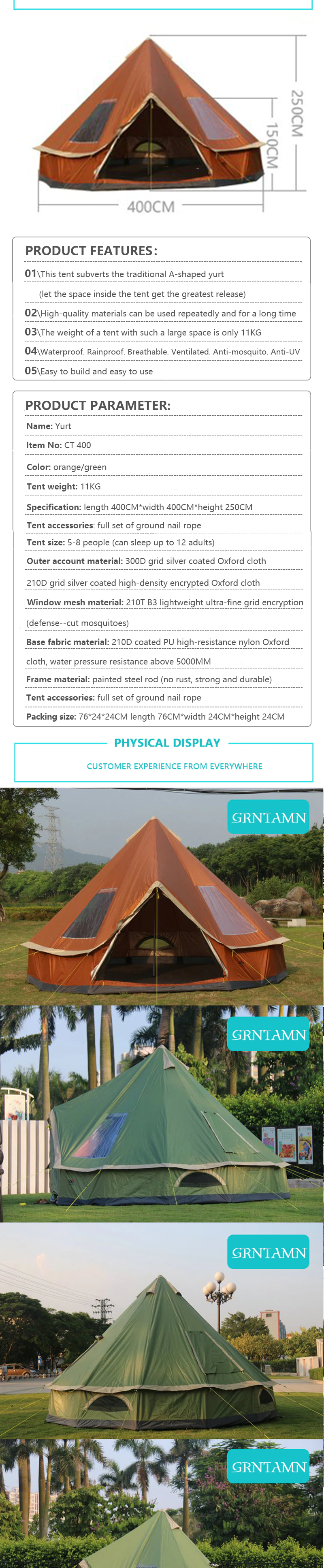 Cheap Goat Tents Grntamn 4m Campping Bell Tent 300d Oxford Fabric Waterproof 6000 Pu 10 Person For Family Camp Outdoor