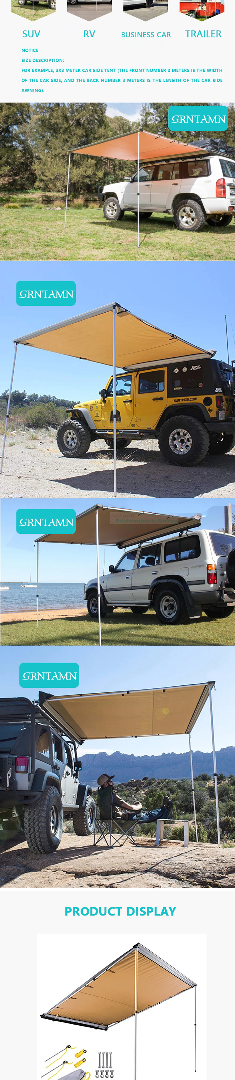 Cheap Goat Tents Grntamn Car Tent 2x1.5 2x2 2x2.5m 2.5x2m Toldo 4wd Car Roof Tent Awning Roof Up 420d Awning Sun Shade Side Tent