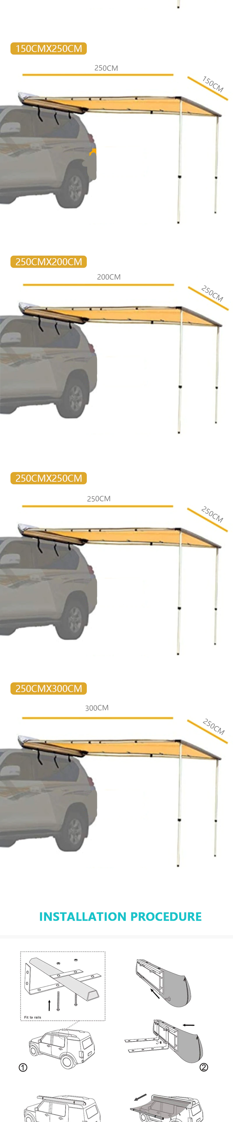 Cheap Goat Tents Grntamn Car Tent 2x1.5 2x2 2x2.5m 2.5x2m Toldo 4wd Car Roof Tent Awning Roof Up 420d Awning Sun Shade Side Tent