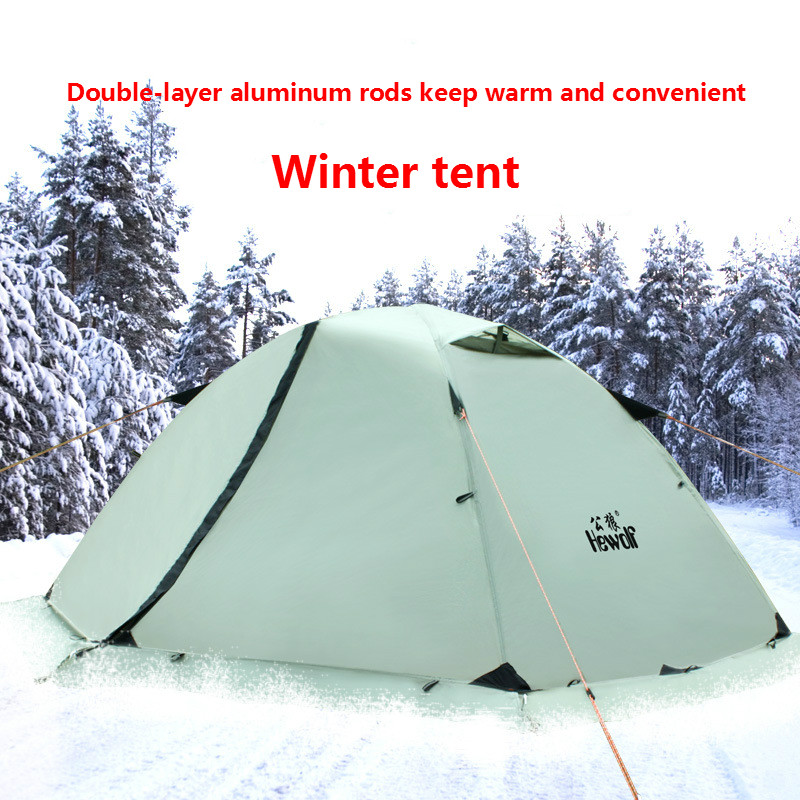 Cheap Goat Tents Hewolf 4 Season Outdoor Mountaineering Professional Double Double Tent Set Wild Camping Equipment Ultra Light Snow Skirt Tent
