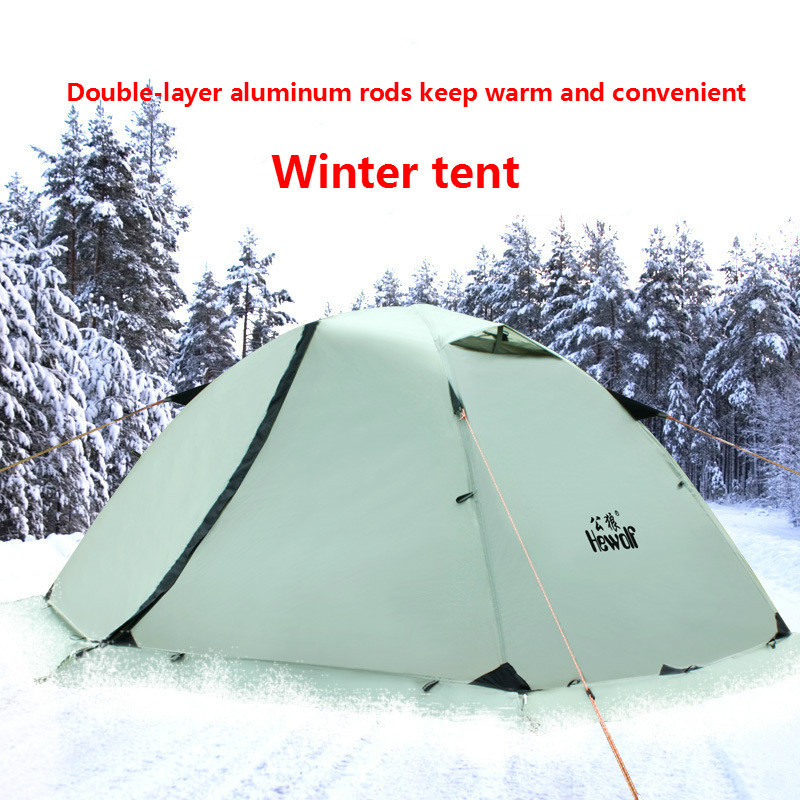Cheap Goat Tents Hewolf 4 Seasons Outdoor Mountaineering Professional Double Double Tent Set Wild Camping Equipment Ultra Light Snow Skirt Tent