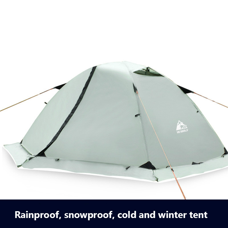 Cheap Goat Tents Hewolf 4 Seasons Outdoor Mountaineering Professional Double Double Tent Set Wild Camping Equipment Ultra Light Snow Skirt Tent