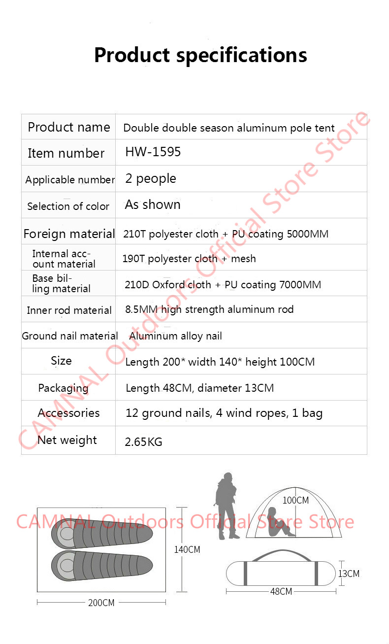 Cheap Goat Tents Hewolf 4 Seasons Outdoor Mountaineering Professional Double Double Tent Set Wild Camping Equipment Ultra Light Snow Skirt Tent