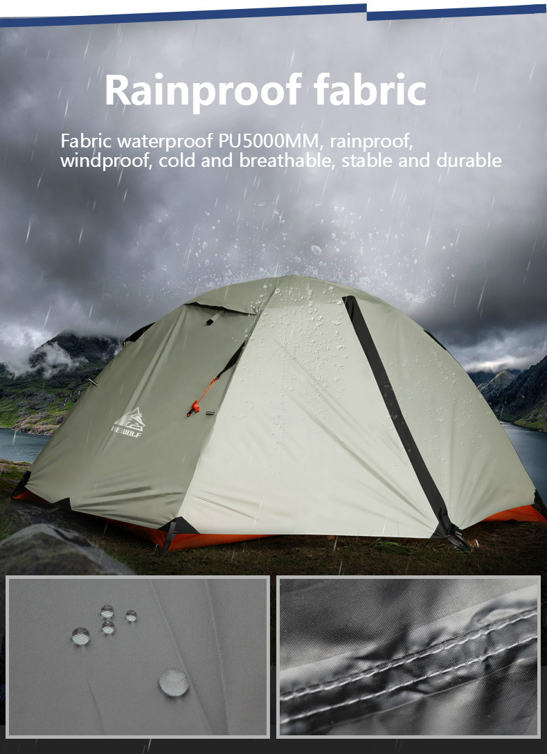 Cheap Goat Tents Hewolf 4 Seasons Outdoor Mountaineering Professional Double Double Tent Set Wild Camping Equipment Ultra Light Snow Skirt Tent