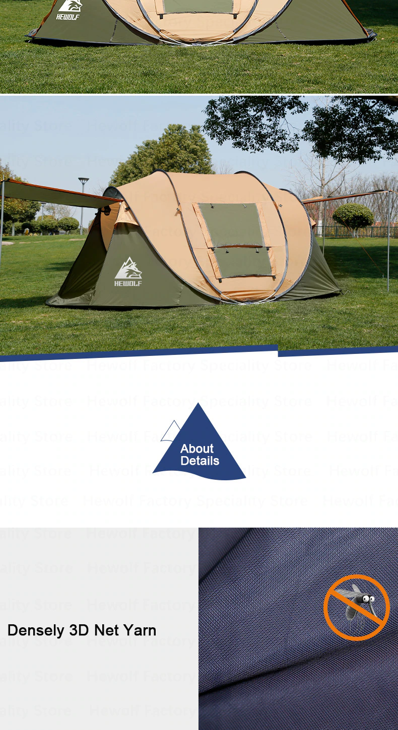 Cheap Goat Tents Hewolf Camping Tent Fully Automatic Ultralight Family Tent One Second Open Waterproof Windproof Big Space Camping Travel Tent