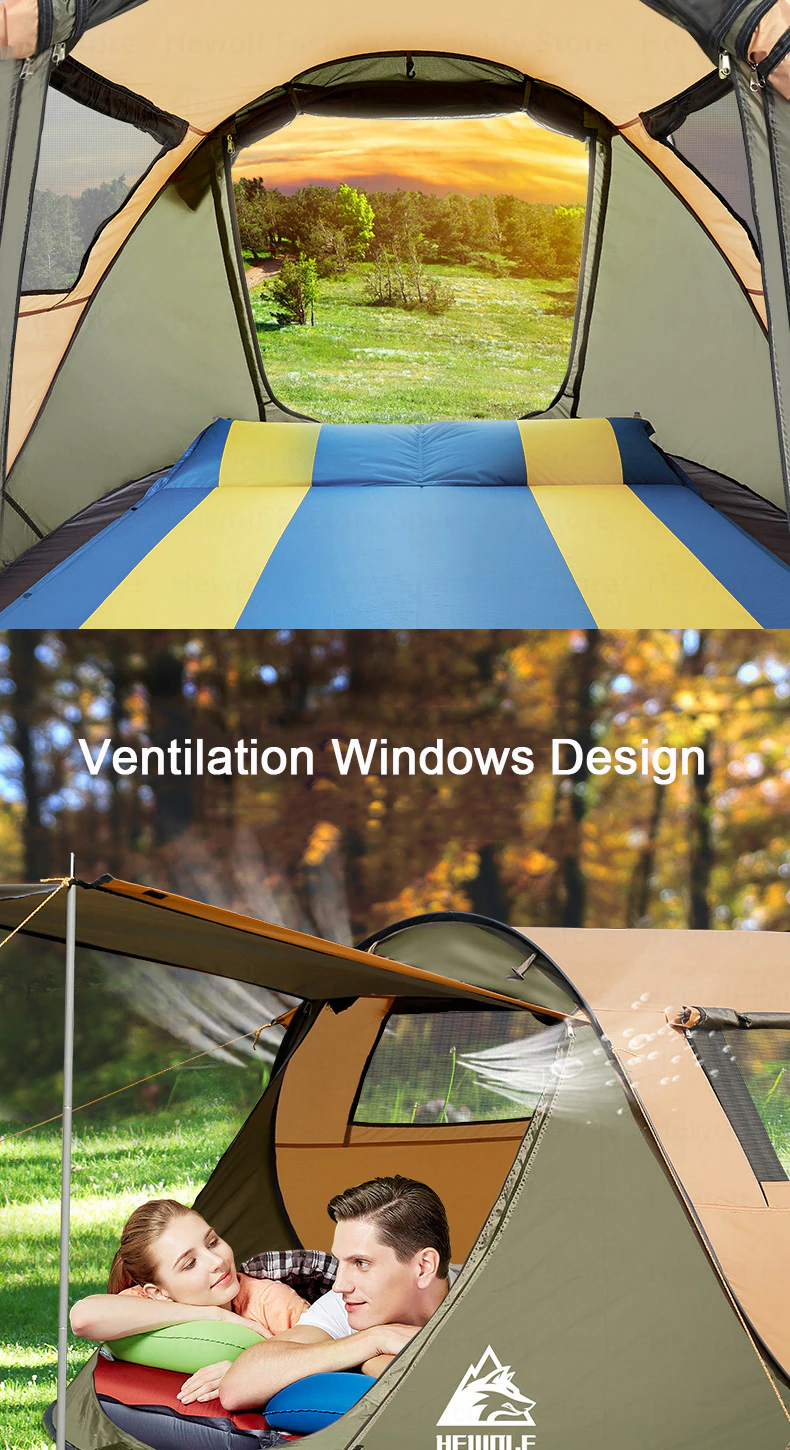 Cheap Goat Tents Hewolf Camping Tent Fully Automatic Ultralight Family Tent One Second Open Waterproof Windproof Big Space Camping Travel Tent