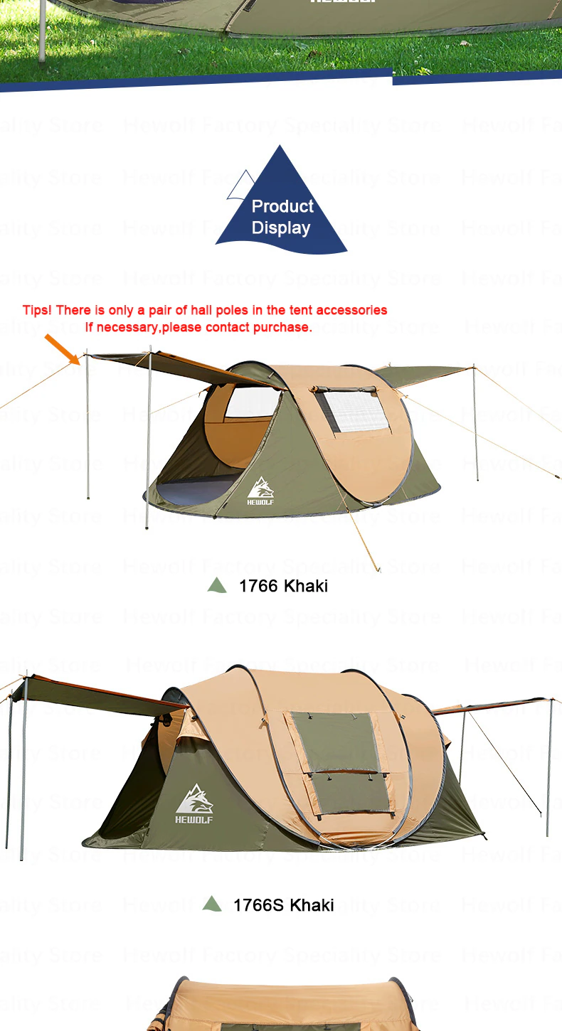 Cheap Goat Tents Hewolf Camping Tent Fully Automatic Ultralight Family Tent One Second Open Waterproof Windproof Big Space Camping Travel Tent