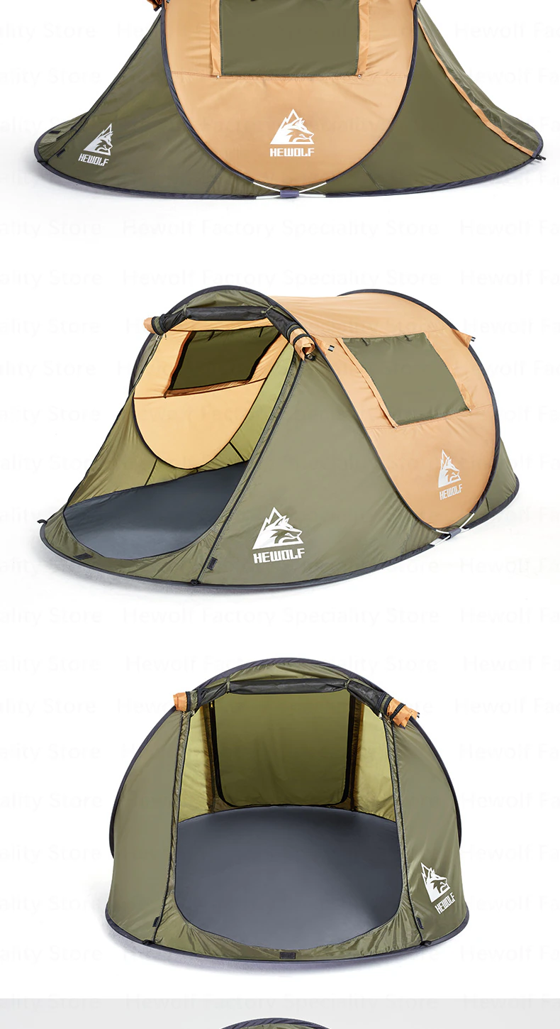 Cheap Goat Tents Hewolf Camping Tent Fully Automatic Ultralight Family Tent One Second Open Waterproof Windproof Big Space Camping Travel Tent