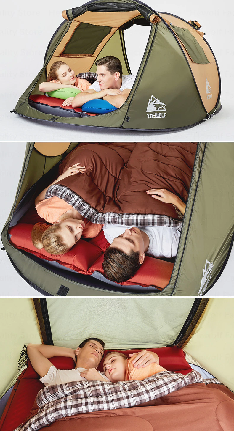 Cheap Goat Tents Hewolf Camping Tent Fully Automatic Ultralight Family Tent One Second Open Waterproof Windproof Big Space Camping Travel Tent