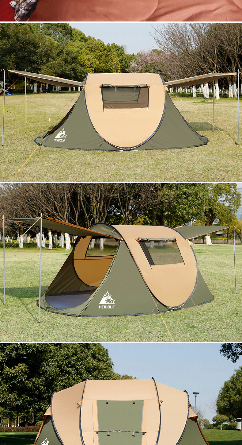 Cheap Goat Tents Hewolf Camping Tent Fully Automatic Ultralight Family Tent One Second Open Waterproof Windproof Big Space Camping Travel Tent