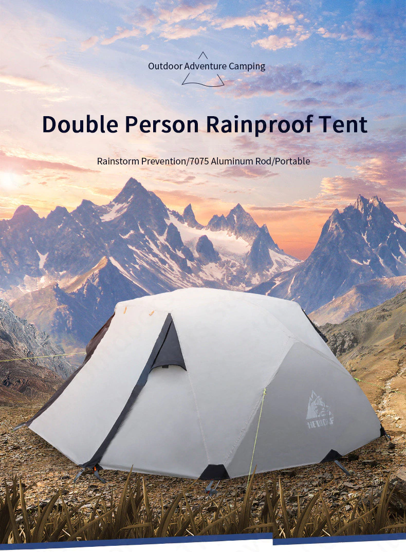 Cheap Goat Tents Hewolf Outdoor Winter Camping Tent 2 Persons Double Layer Waterproof Aluminum Alloy Tent Pole Breathable Double Doors Tent